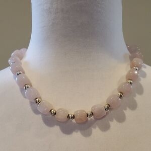 Charming Pink and Silver Beaded Choker Necklace